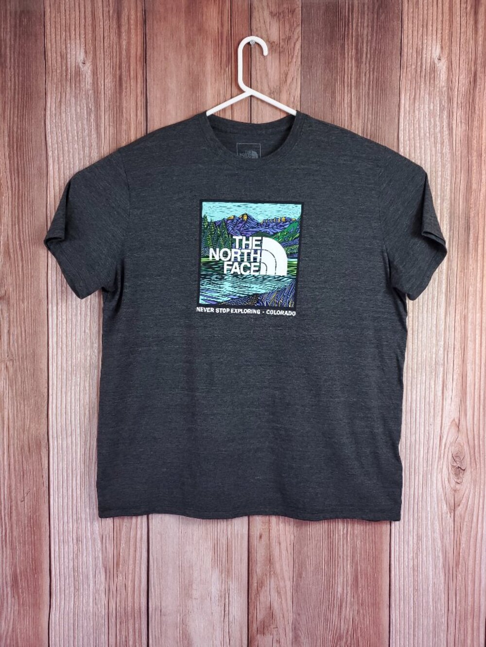 The North Face Shirt Mens XXL Colorado Mountain Nature Graphic Tee Charcoal Gray